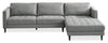 Metro 2-Piece Right-Facing Fabric Sectional with Chaise and Tufted Seat Cushions - Grey