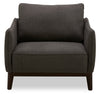 Cindy Crawford Home Gena 38.5\" Charcoal Grey Linen-Look Fabric Chair with Removable Back Cushion