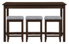 Noah 60” Modern Sofa Table with 3 Counter-Height Stools and USB Ports - Espresso