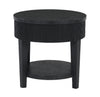 Sanford 24” Contemporary Round Solid Wood End Table with Storage - Black