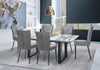 Ezra 7pc Dining Package with 63-79\"W Extension Table & 6 Chairs - Faux White Marble & Grey