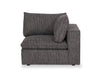 Fusion Modular 4-Piece Charcoal Grey Chenille Fabric Sectional with Feather Down Cushions and Ottoman