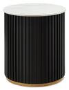 Kort & Co. Capri 20” Modern Round End Table with White Sintered Stone Top - Black and Gold