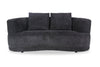 Primo Moon 78\" Wooly Raven Black Fabric Curved Loveseat with Accent Pillows