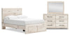 Derekson 5-Piece Full Bedroom Set with Footboard Storage Bed - White