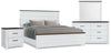 Zoey 6pc Bedroom Set with Bed, Dresser, Mirror & Nightstand, Two-tone White & Brown - King Size