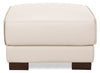 Citadel 28\" Top-Grain Genuine Leather Ottoman with Rubberwood Legs - Frost White