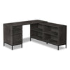 Sean 60\" L-Shaped Office Desk with 3-Drawers & 4 Cubbies - Grey