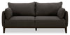Cindy Crawford Home Gena 85\" Charcoal Grey Linen-Look Fabric Condo-Size Sofa with Removable Back Cushions