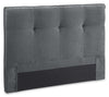 Amos Charcoal Upholstered Platform Bed with Tufted Headboard - Queen
