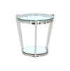 Yonge 22\" Modern Round Glass Top End Table with Shelf - Chrome Finish with Stainless Steel