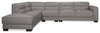 Citadel 3-Piece Left-Facing Top-Grain Genuine Leather Sectional with Rubberwood Legs - Grey