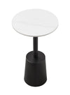 Nevan 14\" Accent Table with White Sintered Stone Top - Black
