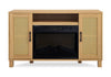 Reed 47\" Contemporary Electric Fireplace with Storage – Light Teak