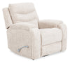 Hudson 40\" Grey Chenille Fabric Glider Reclining Chair with Dual Cupholders
