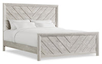 Lark Panel Bed with Headboard & Frame, Chevron Pattern, Rustic White - King Size