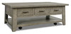 Colson 50\" Rustic Coffee Table with Storage, Shelf and Casters - Driftwood