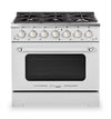 Classic Retro by Unique 36\" 5.2 Cu. Ft. 6-Burner Gas Range with Convection - Marshmallow White - UGP-36CR W