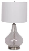Kort & Co. Elsie 25\" Clear Glass Table Lamp with USB+C port