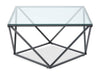 Prism 31.5\" Modern Glass Top Coffee Table – Glass with Metal Base
