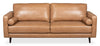 Edge 86\" Genuine Leather Sofa with Wood Legs and Removable Back Cushions - Brown