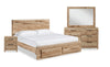Derekson 6-Piece Queen Bedroom Set with Footboard Storage Bed - Natural