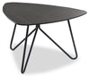Hamilton 29.72\" Modern Triangular End Table - Grey Marble Look Top with Black Metal Legs