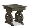 Bellamy 22\" Traditional End Table with Storage - Dark Brown Pine with Scroll Design Wood Base