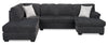Made in Canada Morgan 2-Piece Left-Facing Chenille Fabric Wrap Sectional with Accent Pillows - Grey