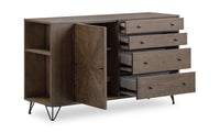 Kort & Co. Sol Dining Server with Built-In Shelves, Storage & 4 Drawers, 60