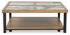 Marina 48” Contemporary Coffee Table with Stone Tiles, Shelf and Casters - Natural