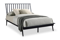 Milan Platform Bed with Headboard & Frame, Mid-Century Modern, Black - Full Size