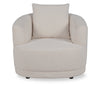 Primo Moon 35.8\" Wooly Almond White Fabric Curved Chair with Accent Pillow