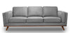 Kort & Co. Kassia 90.6\" Linen-Look Fabric Sofa with Wood Base and Legs - Grey