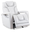Kenzo 35\" Fog Grey Faux Leather Power Reclining Chair with Power Headrest, Footrest and USB Port