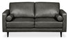 Edge 70\" Genuine Leather Loveseat with Wood Legs and Removable Back Cushions - Grey