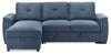 Eden 2-Piece Blue Linen-Look Fabric Sleeper Sectional with Storage Chaise and Removable Back Cushions