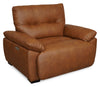 Bello 51.6\" Leather-Look Fabric Power Reclining Chair with Power Headrest- Brown