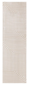 Fresh Washable White and Beige Rug with Modern Lines - 2'0\" x 6'7\"