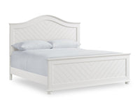 Ella Panel Bed with Headboard & Frame, Chevron Pattern, White - King Size