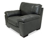 Classico 47\" Genuine Leather Chair with Wood Legs – Carbon Grey