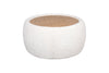 Rio 36\" Alabaster White Chenille Fabric Cocktail Ottoman with Wood Top and Legs