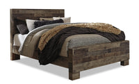 Derekson Panel Bed with Headboard & Frame, Grey - Queen Size