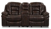 Leo Leath-Aire® Fabric Reclining Loveseat - Walnut