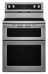 KitchenAid 6.7 Cu. Ft. Electric Range with Self-Clean and Double Oven - Stainless Steel - YKFED500ES…