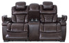 Hugo Genuine Leather Power Reclining Loveseat - Brown