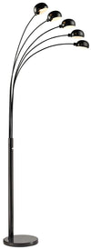 Black 5-Light Peacock Arc Floor Lamp