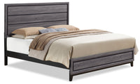 Kate Panel Bed with Headboard & Frame, Grey/Brown - Queen Size