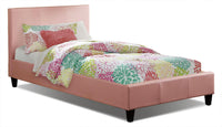 Chase Upholstered Bed in Pink Vegan-Leather Fabric - Twin Size