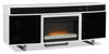 Odesos 72\" TV Stand with Glass Ember Firebox and Soundbar – White